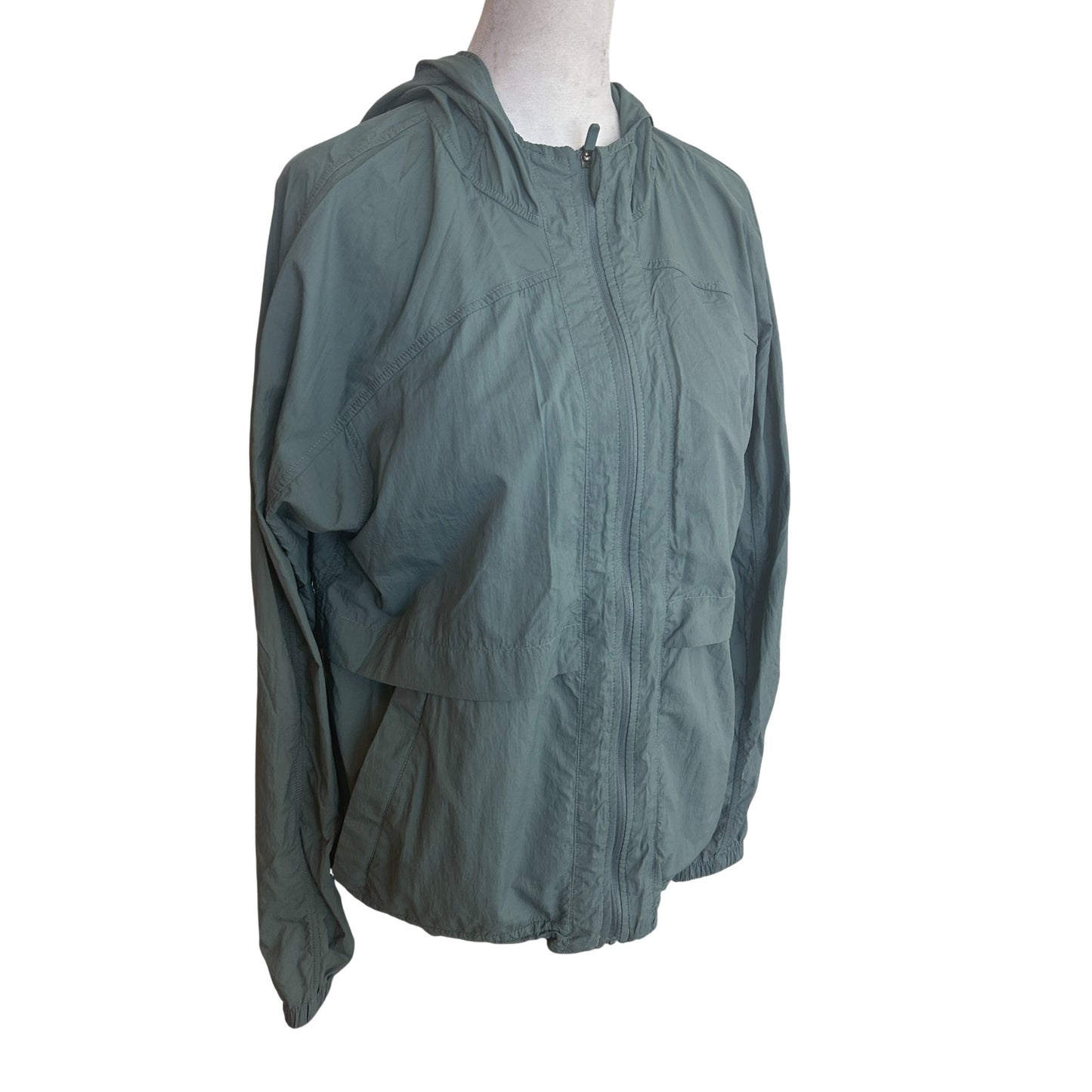 Lululemon Olive Green Hood-Lite Classic Fit Full Zip Rain Jacket Womens Size 6