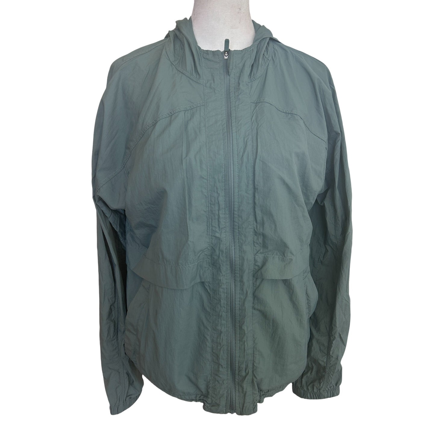 Lululemon Olive Green Hood-Lite Classic Fit Full Zip Rain Jacket Womens Size 6