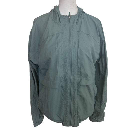 Lululemon Olive Green Hood-Lite Classic Fit Full Zip Rain Jacket Womens Size 6