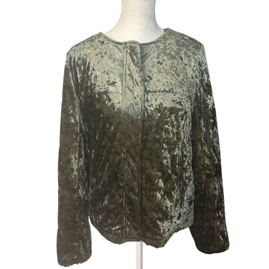 Anthropologie Sanctuary Dark Green Velvet Full Zip Coat Womens Size Medium