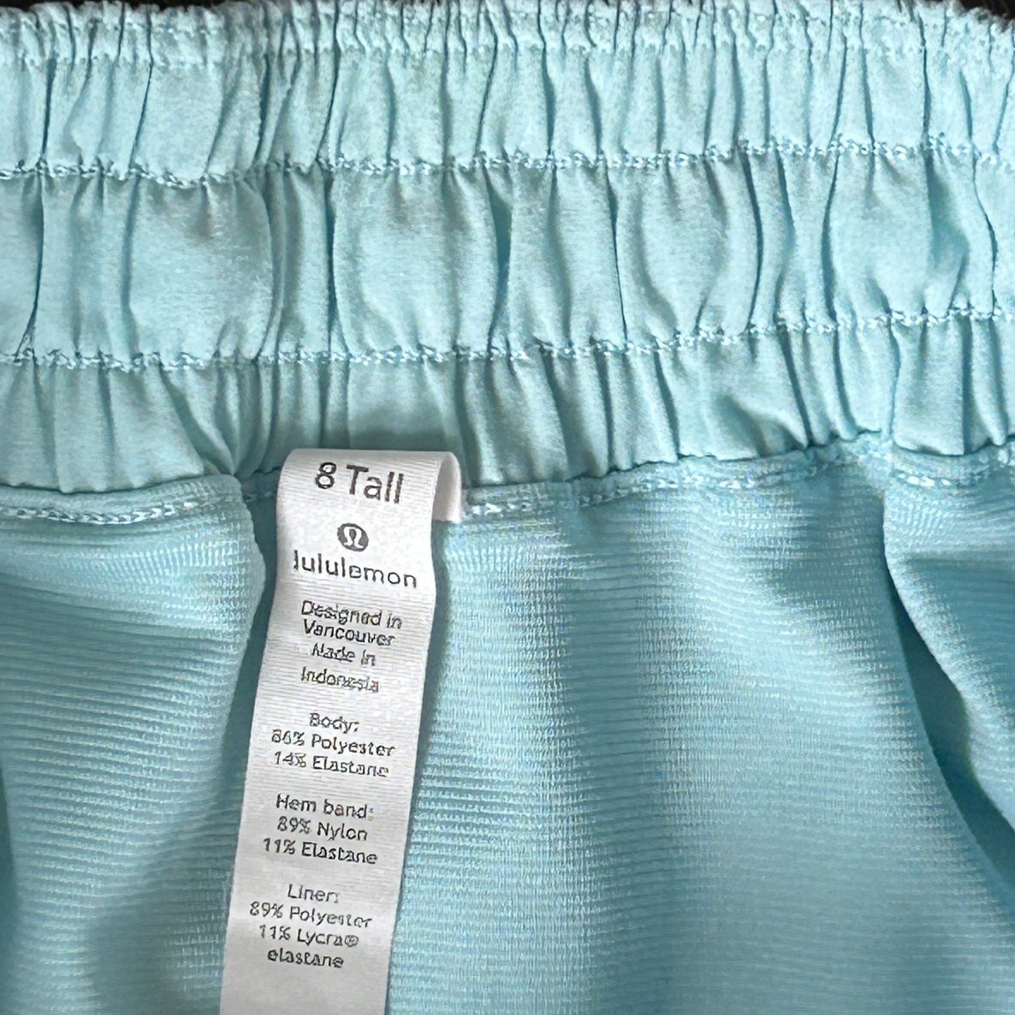 Lululemon Light Blue Hotty Hot High-Rise Lined Short 4" Womens Size 8 Tall