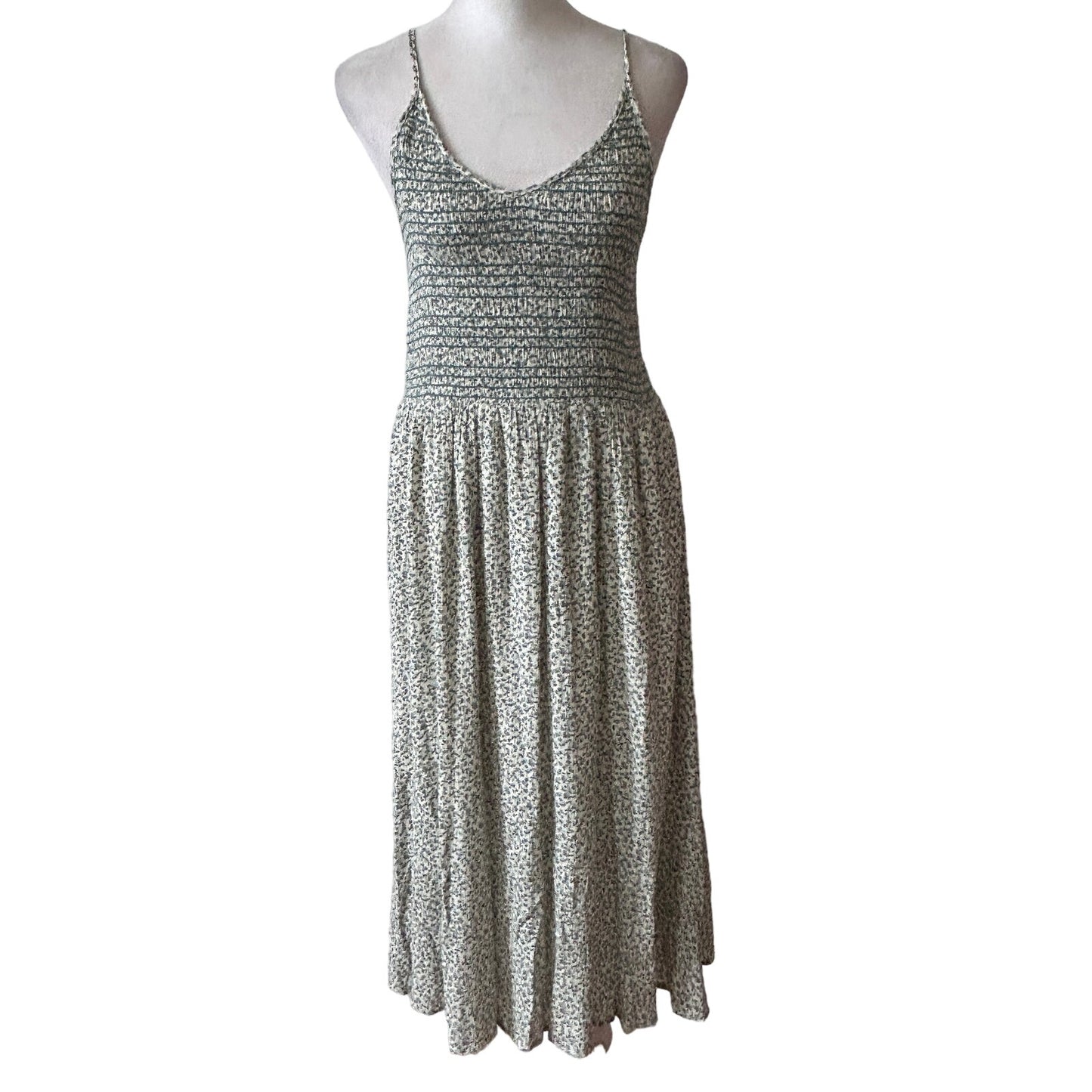 Hem & Thread NWT Green and Ivory Nicole Midi Sundress Boho Womens Size Medium