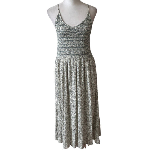 Hem & Thread NWT Green and Ivory Nicole Midi Sundress Boho Womens Size Medium