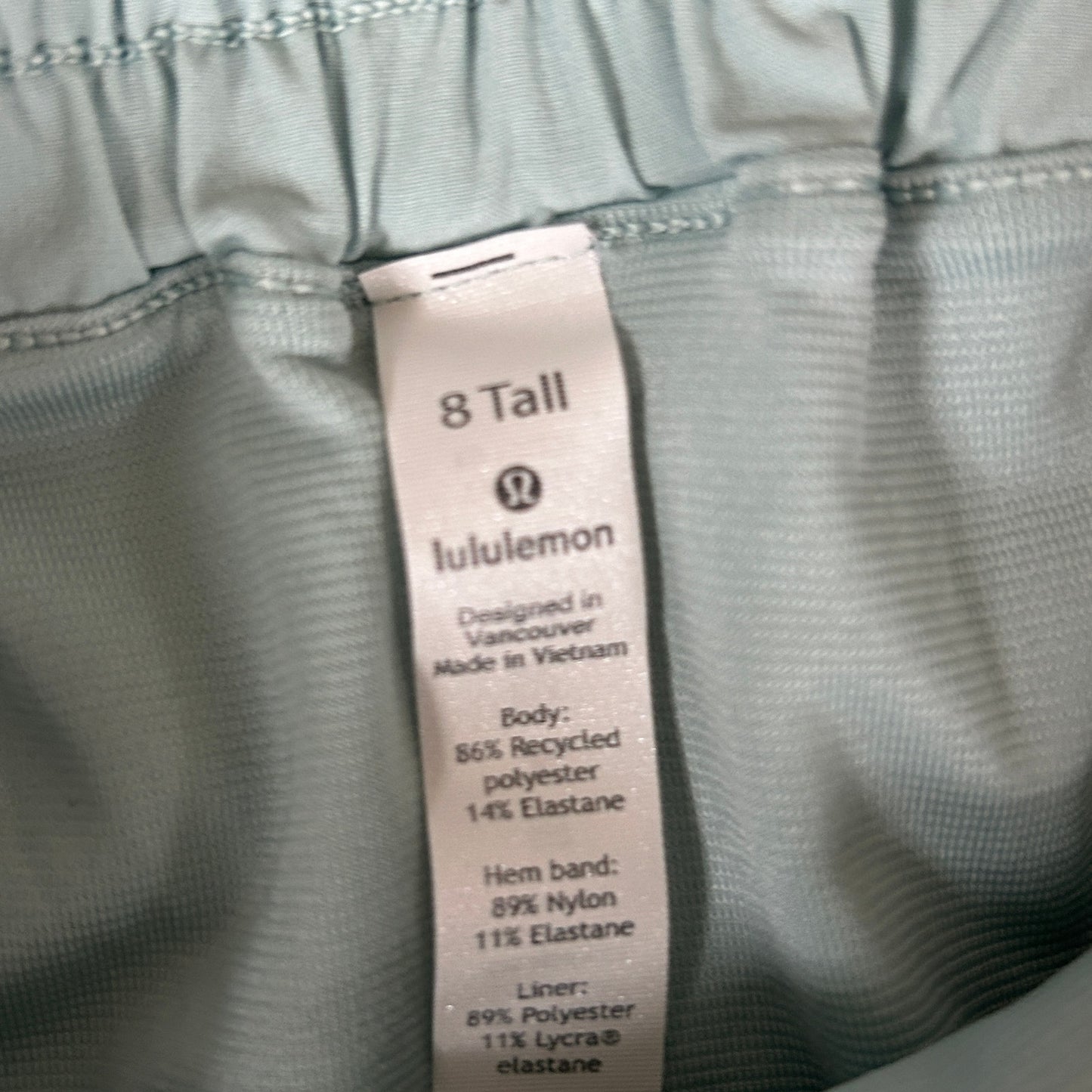 Lululemon Robins Egg Blue Hotty Hot High-Rise Lined Short 4" Womens Size 8 Tall