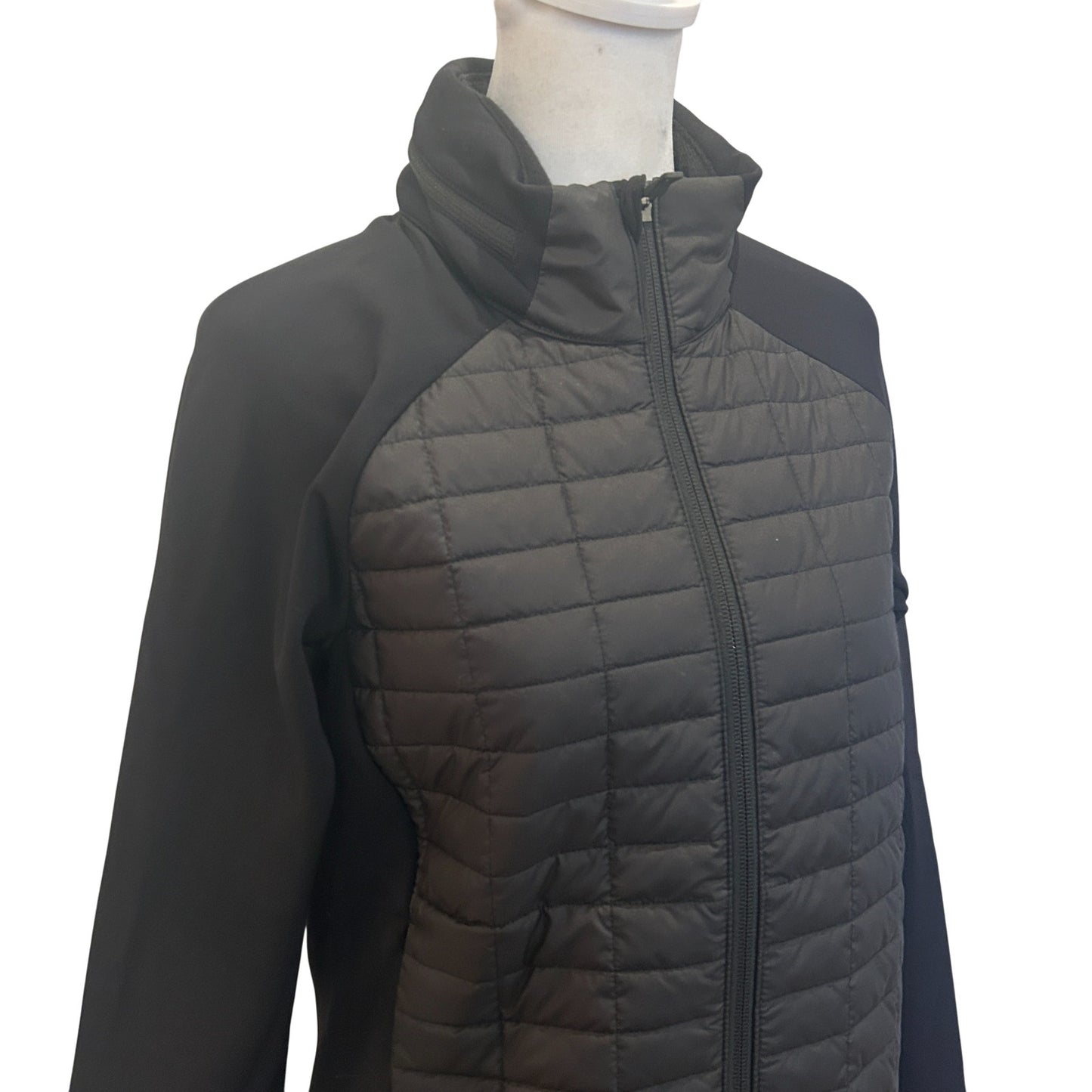 The North Face Black Slim Light Quilted Jacket Hidden Hood Womens Size Medium