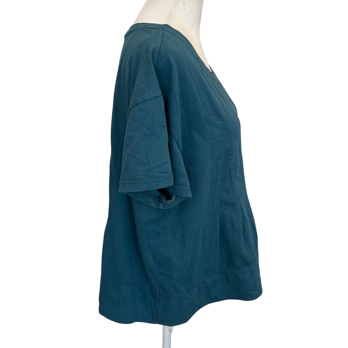 Pilcro Anthropologie Teal Green Short Sleeve Boxy Top Womens Size Medium Petite
