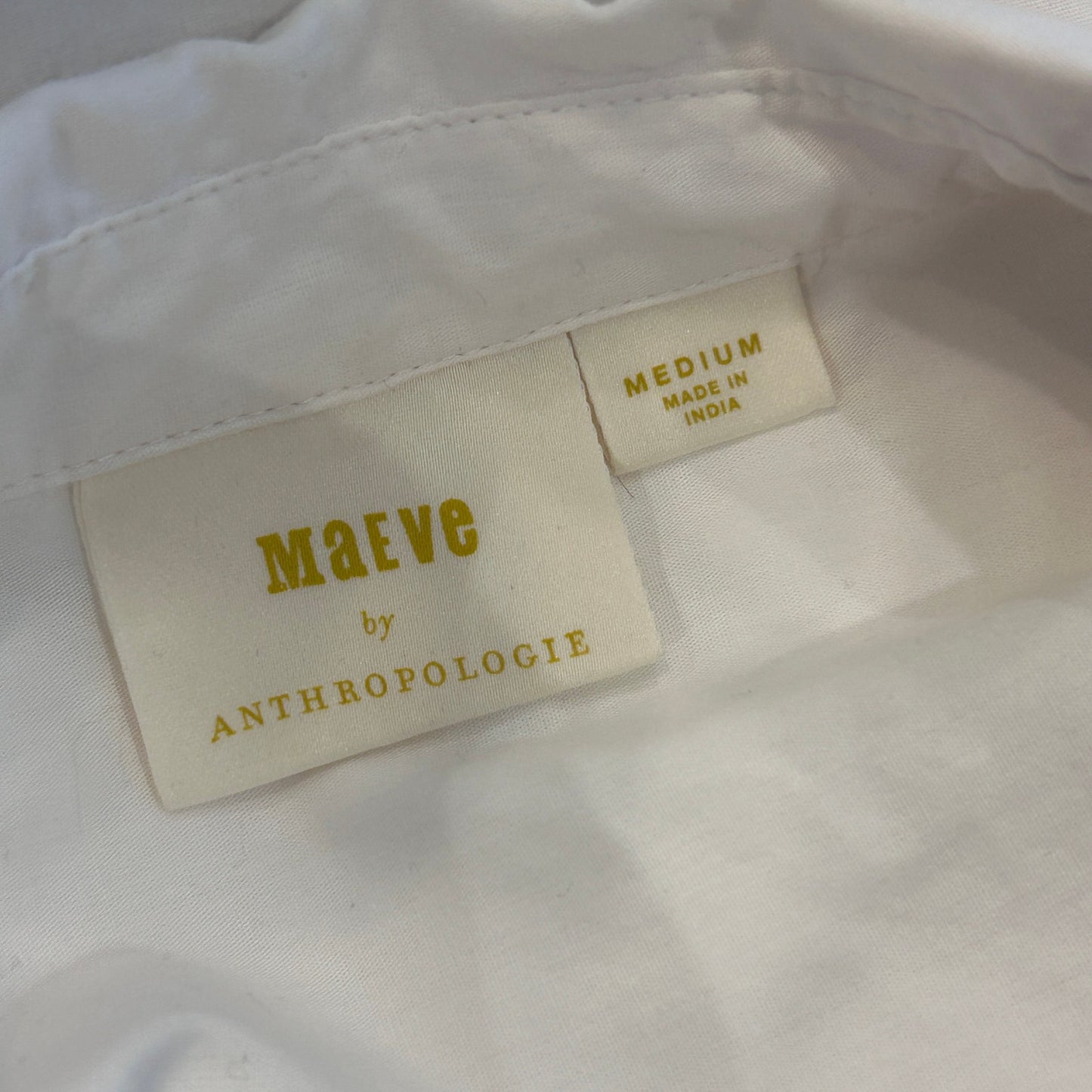 Maeve by Anthropologie White Button Down Classic Top Blouse Womens Size Large