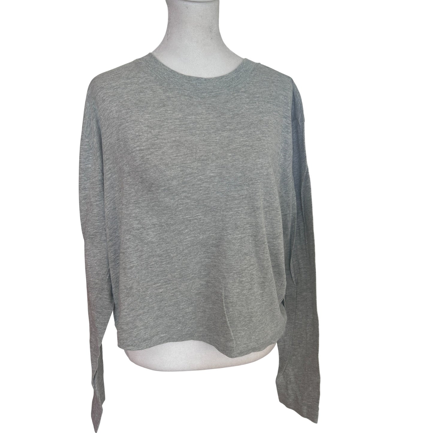 Michael Stars Mac High Crew Boxy Tee Long Sleeve Heather Gray Womens Medium NEW