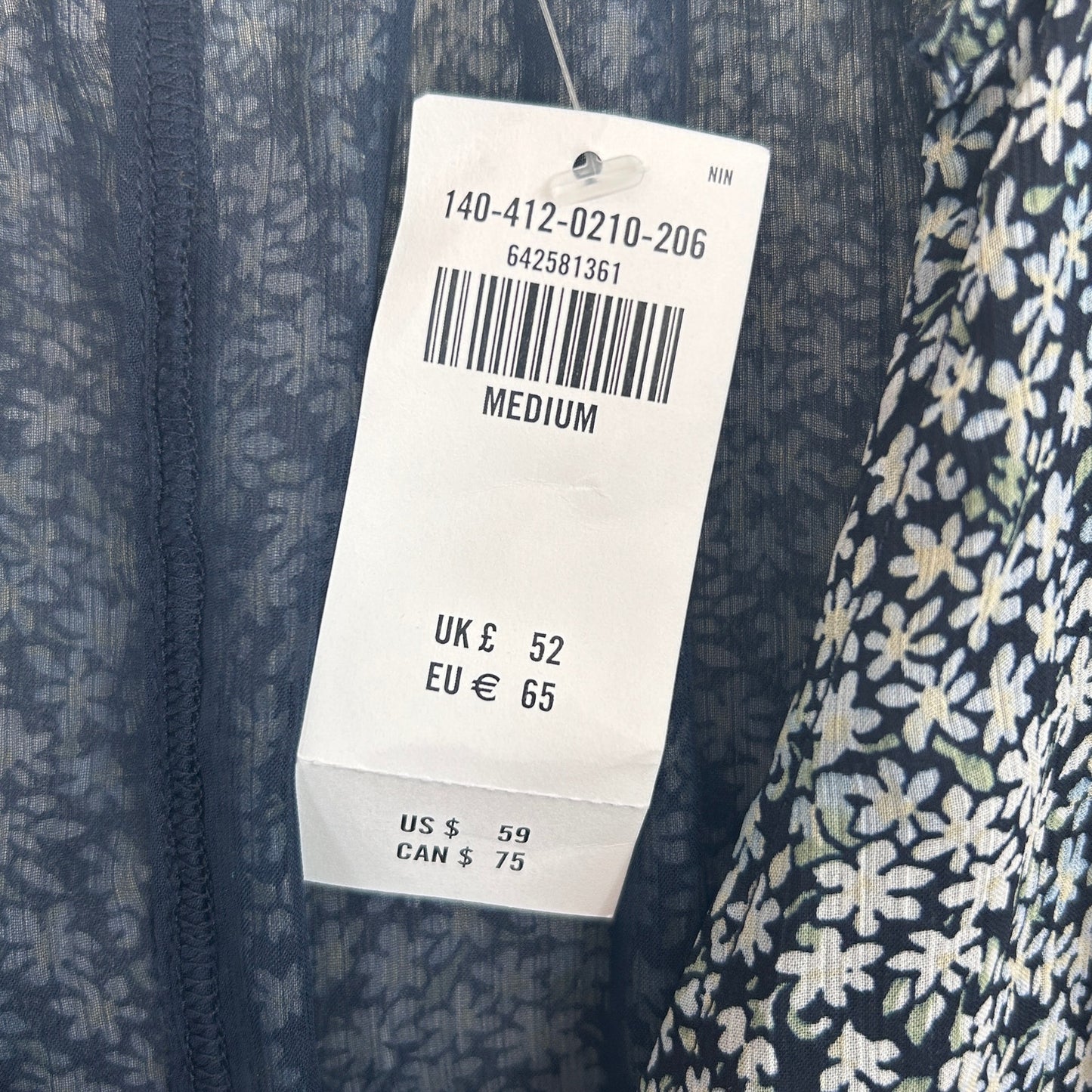 Abercrombie & Fitch Dark Blue Floral Boho Bodysuit Blouse Womens Size Medium NEW