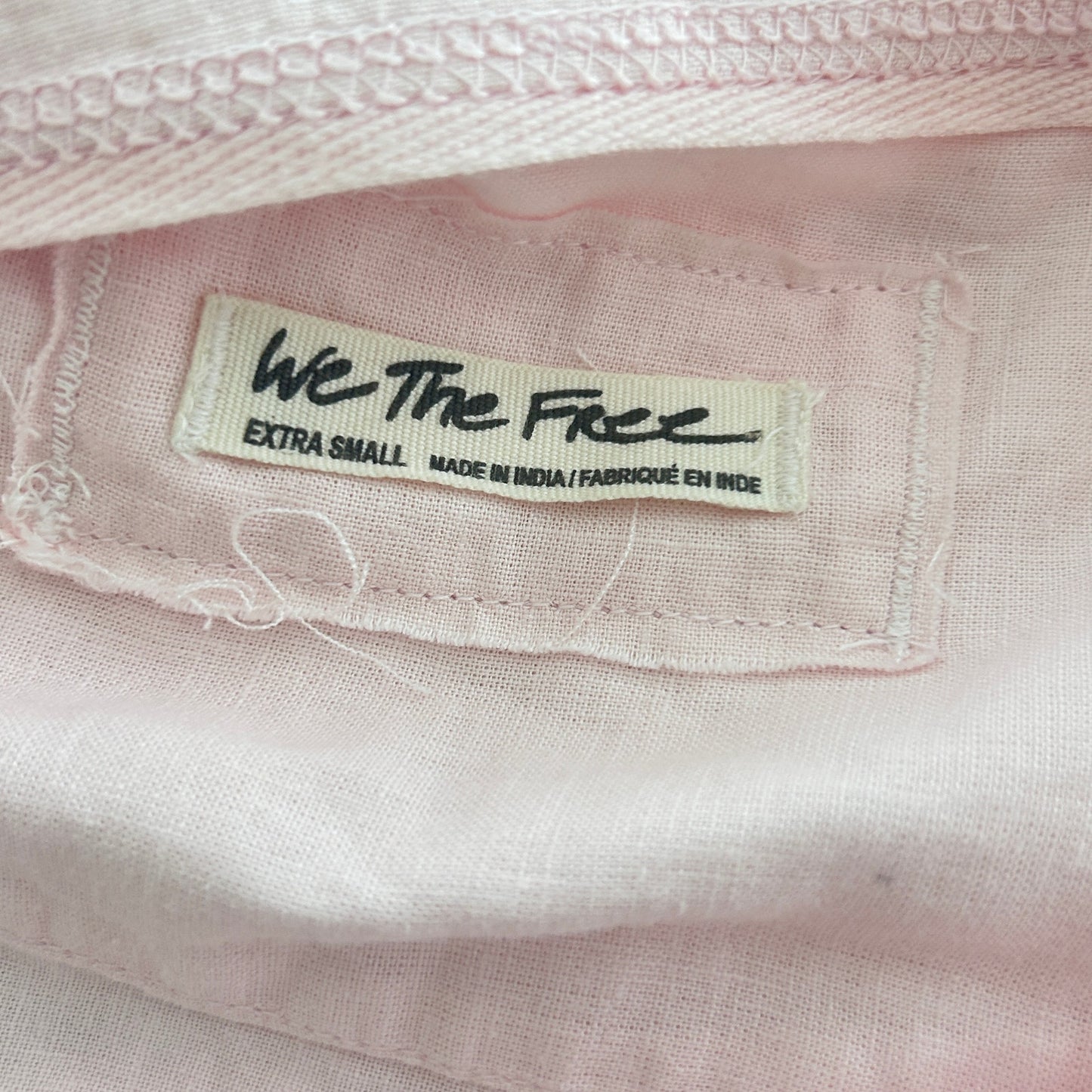 We The Free Light Pink Linen Blend Boxy Boho Top Womens Size Extra Small