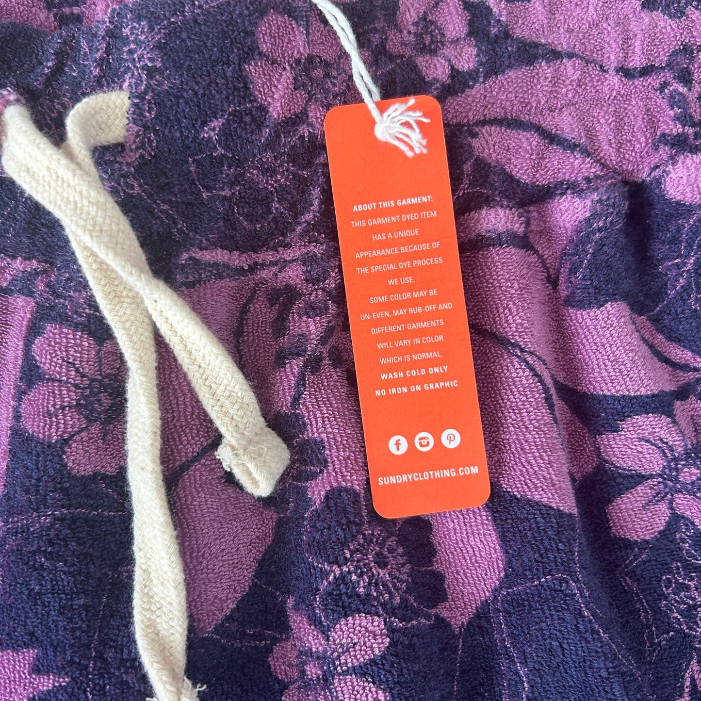 Sundry NWT Purple and Navy Blue Floral Terry Shorts Womens Size XL NEW