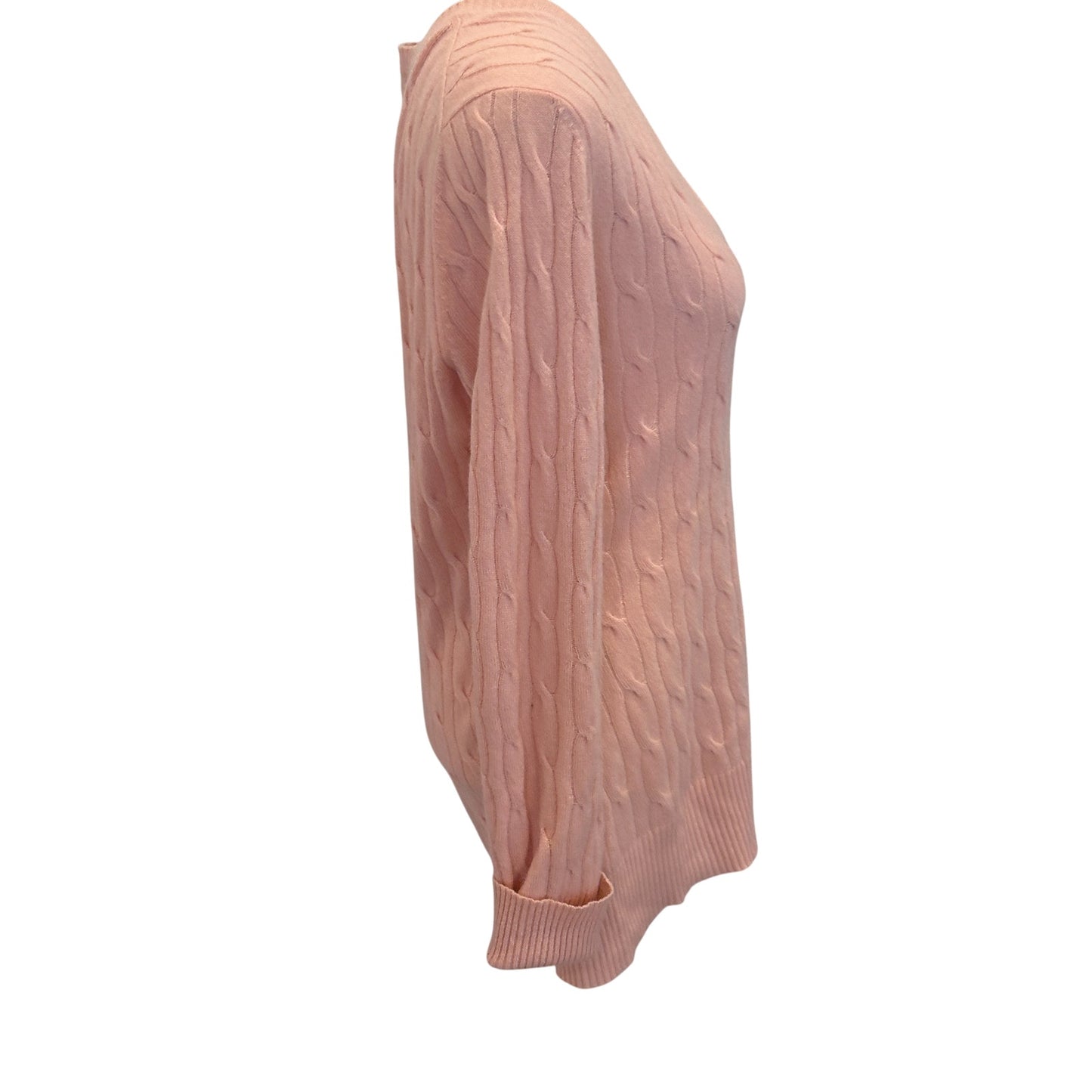 Christopher Fischer Pink V-Neck Cable Knit Cashmere Sweater Womens Size Medium